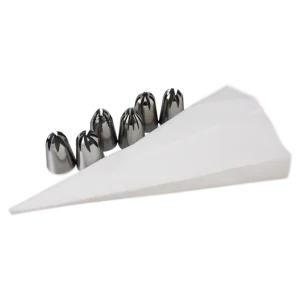 Manga pastelera de silicón con juego de 6 duyas jumbo (3.5cm)