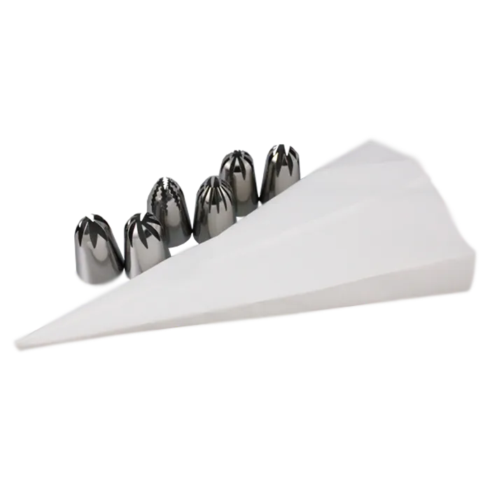 Manga pastelera de silicón con juego de 6 duyas jumbo (3.5cm)