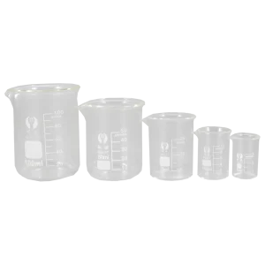 Juego de 5 vasos de precipitado de vidrio