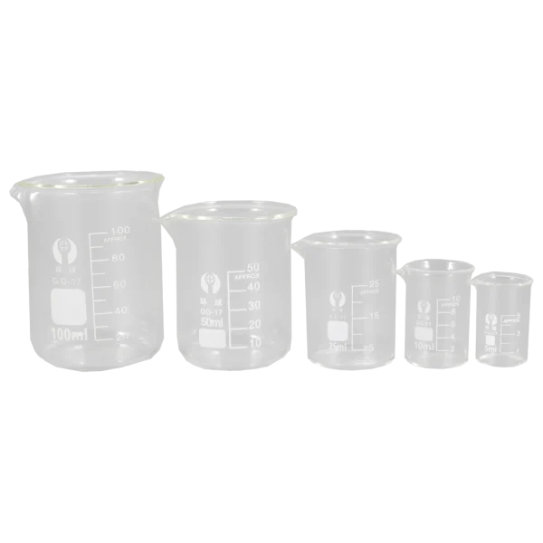 Juego de 5 vasos de precipitado de vidrio