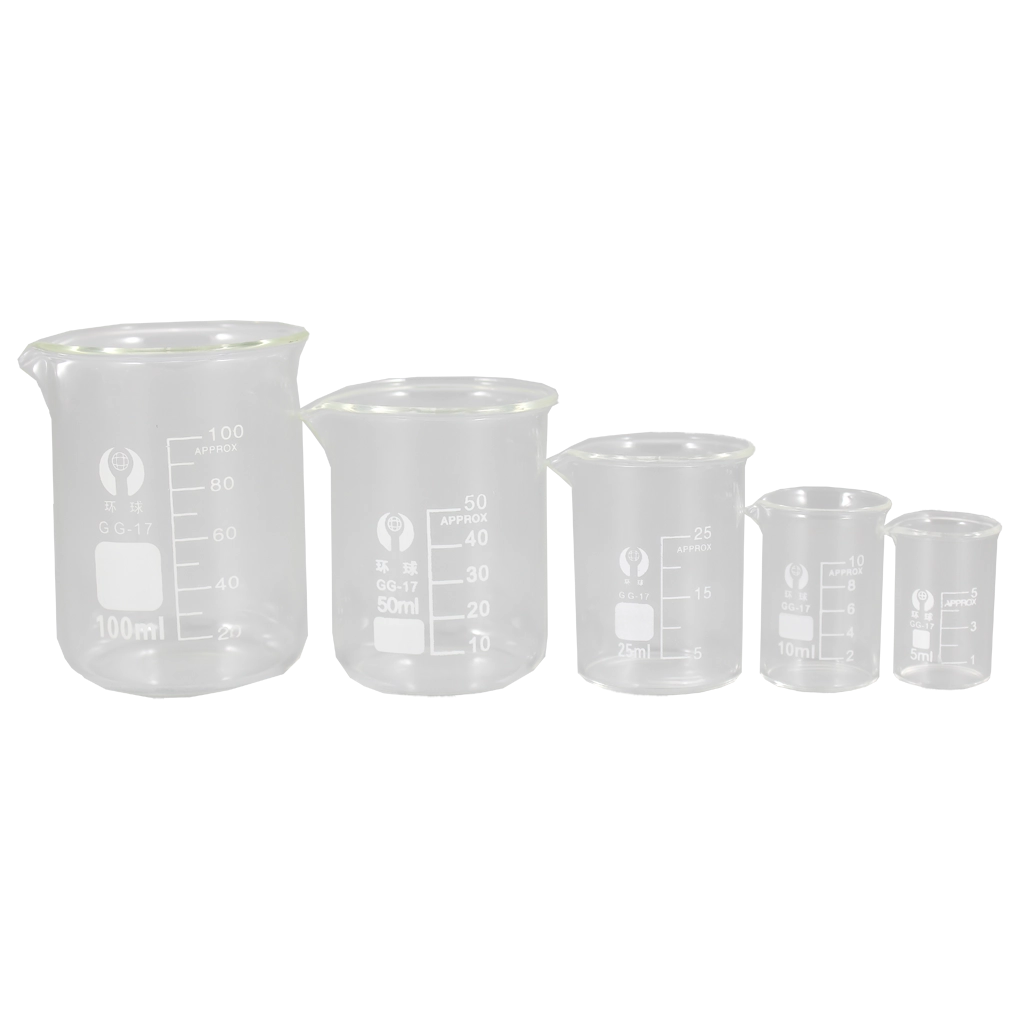 Juego de 5 vasos de precipitado de vidrio