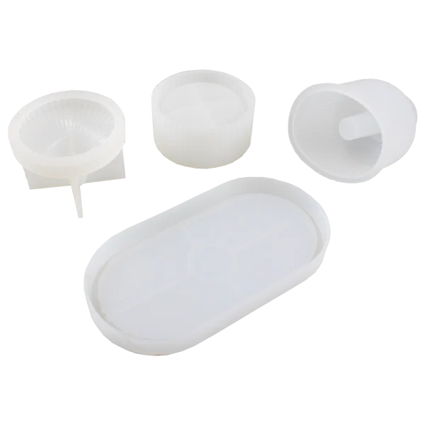 SET 4 MOLDES DE SILICÓN BASE PORTA VELA CON