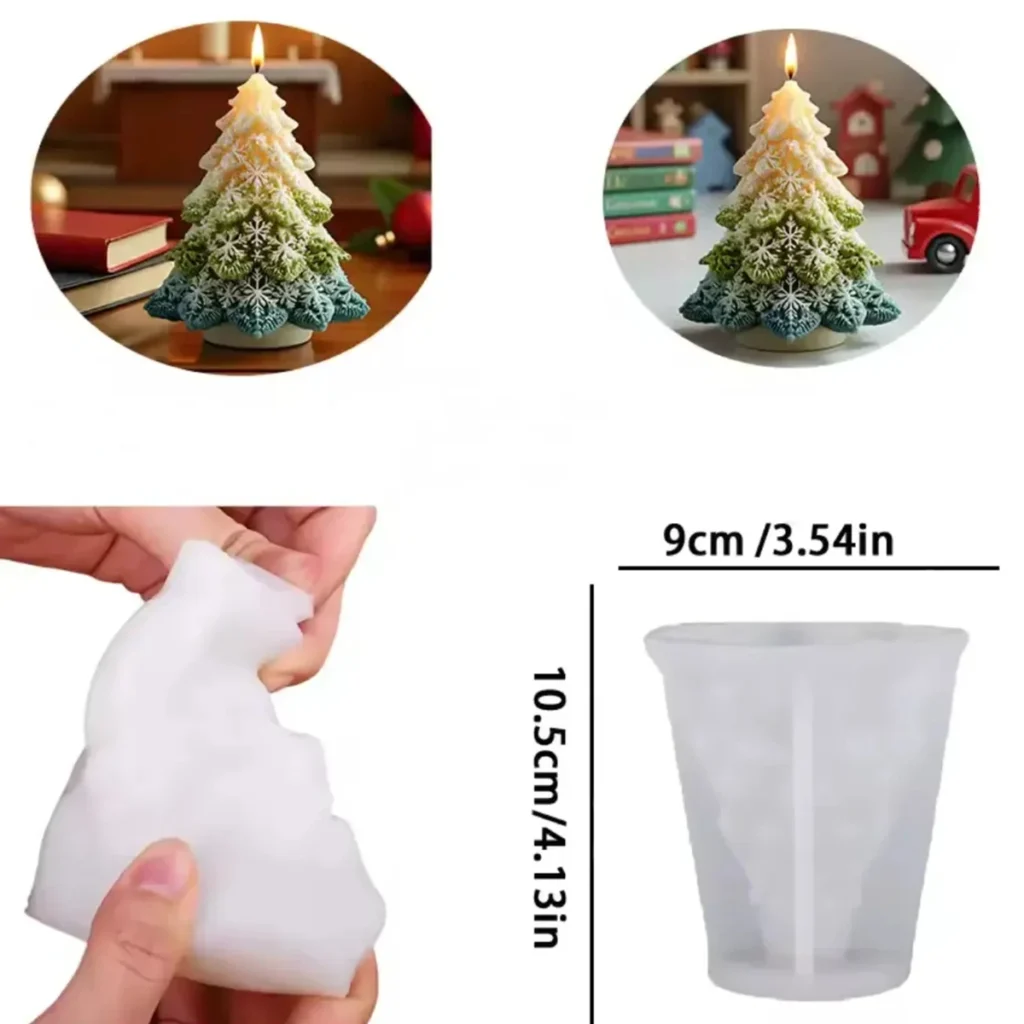 Molde de Silicon Árbol 3D Copos de Nieve