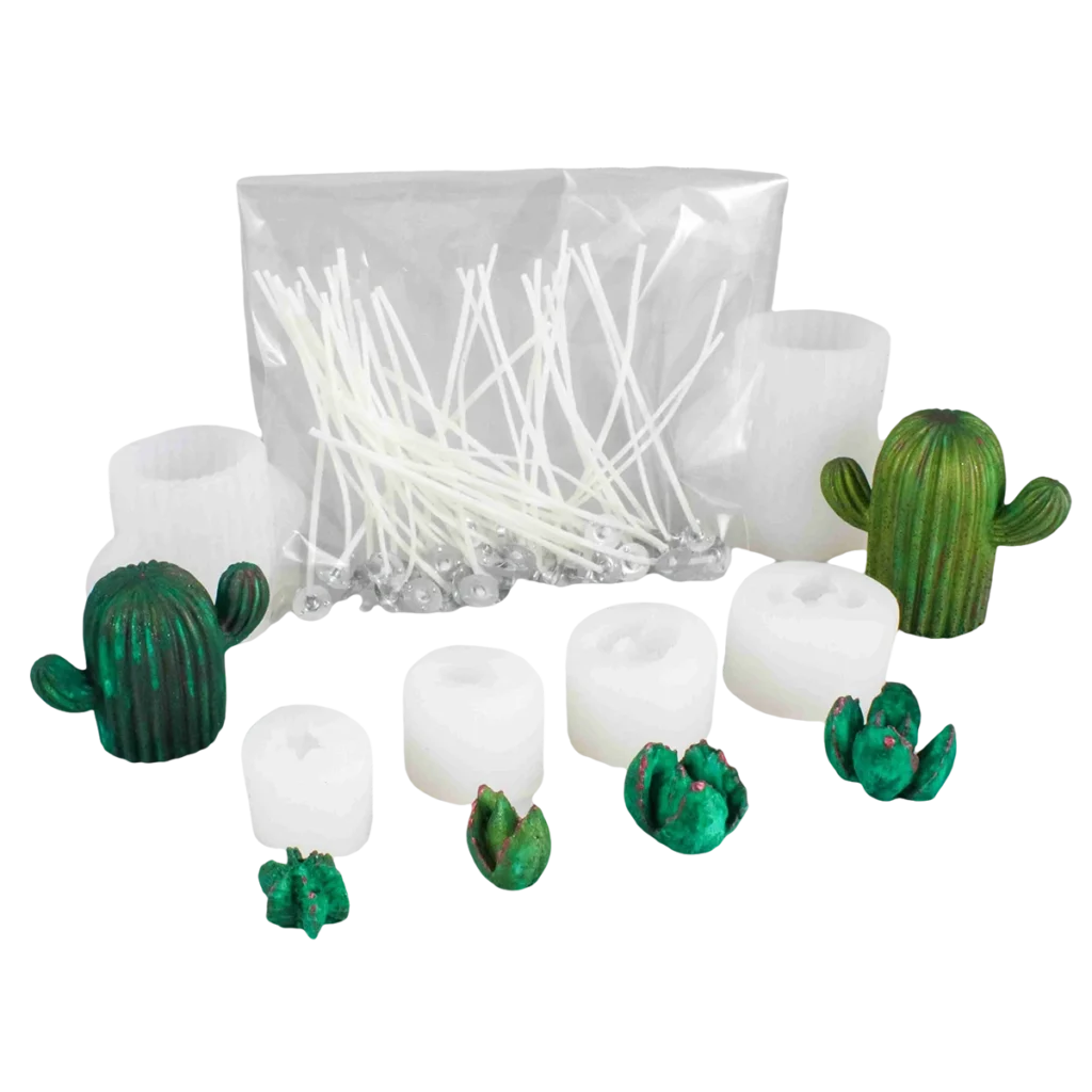 Moldes de silicón para suculentas 6 moldes + 50 pabilos.