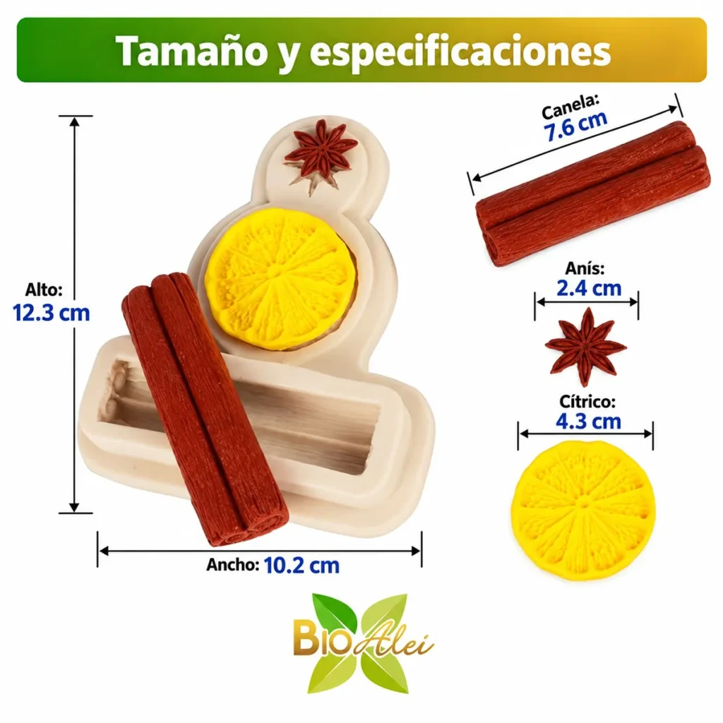 Molde de Silicón Otoño (canela, rodaja de cítrico & anís estelar) Para Vela