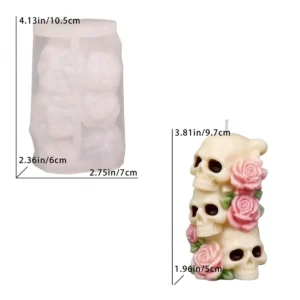 Molde de silicon 3D de pilar calaveras y rosas