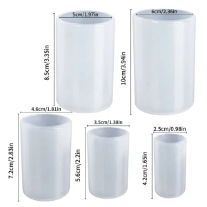 SET DE 5 MOLDES DE SILICON CILINDRICOS PARA VELAS