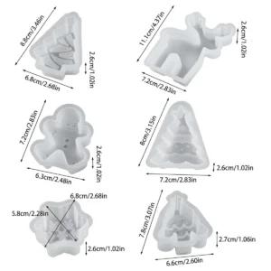 SET MOLDES DE SILICON NAVIDEÑOS 6 (ARBOLES DE NAVIDAS, GALLETA DE JENGIBRE, RENO Y COPO)