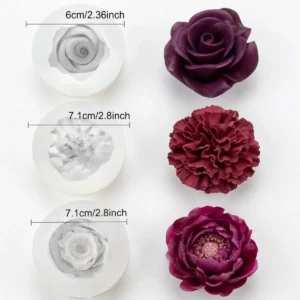set moldes de silicon flores variadas 3d